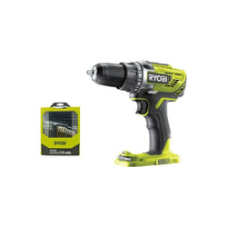 Ryobi - Pack Perceuse-visseuse R18DD3-0 - 18V One+ sans batterie ni chargeur - Coffret 69 accessoires mixtes pour perçage et vissage RAK69MIX