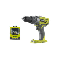 Pack RYOBI - Perceuse à percussion R18PD3-0 - 18V One+ sans batterie ni chargeur - Coffret 69 accessoires mixtes pour perçage et vissage RAK69MIX