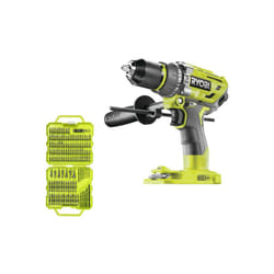 Ryobi - Pack Perceuse-visseuse à percussion R18PD7-0 Brushless One+ sans batterie ni chargeur - Coffret 127 accessoires de vissage perçage RAK127DDSD