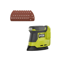 Ryobi - Pack Ponceuse triangulaire RPS18-0 - 18V One+ - sans batterie ni chargeur - Lot de 10 feuille abrasive SCS10A - Grain 60, 80 et 120