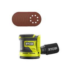 Ryobi - Pack Ponceuse excentrique RROS18-0 - 18V One+ - Sans batterie ni chargeur - 10 Disques abrasifs - 125mm - Grain 100, 120, 240, 320
