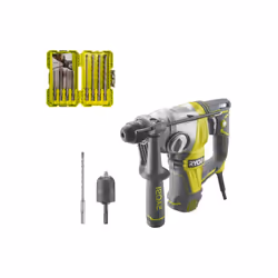 Présentation : Ce pack RYOBI comprend un perforateur Burineur RSDS800-KC - SDSPLUS 800W - 4 modes , disposant de 4 modes : pe ...