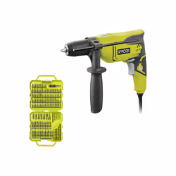 Présentation : Ce pack RYOBI et sa perceuse à percussion RPD500-GC - 500W avec sa poignée micro alvéolée GripZone+ garantit u ...