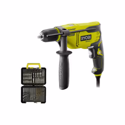 Présentation : Ce pack RYOBI comprend une perceuse à percussion - RPD800-K - 800W avec variateur de vitesse et inverseur du s ...