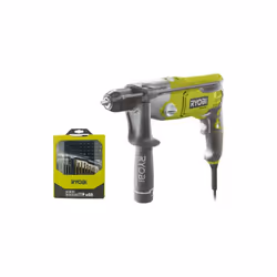 Présentation : Ce pack RYOBI est composé d'une perceuse à percussion RYOBI - RPD1010K et de son accessoire : un coffret 69 ac ...