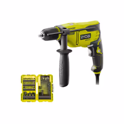 Présentation : Ce pack RYOBI comprend une perceuse à percussion - RPD800-K - 800W avec variateur de vitesse et inverseur du s ...