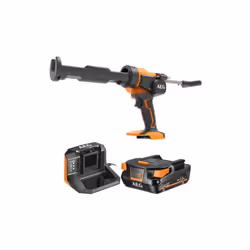 Présentation : Le pack AEG Pistolet à silicone - BKP18C2-310-0 - 18V - 1 batterie 2.0Ah - 1 chargeur - SETL1820S contient un  ...