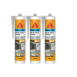 Sika - Lot de 3 mastics silicone seal-180 Salle de bain & carrelage - Transparent - 300ml