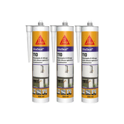Sika - Lot de 3 mastics silicone Seal 110 Menuiserie & Vitrage - Blanc pvc - 300ml