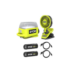Ryobi - Pack 4V Lanterne RLA4-0 - 250 lumens - Ventilateur RCF4-120G - 2 Batteries 2,0Ah - 2 Câbles usb