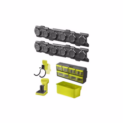 Présentation : Le pack RYOBI Système LINK 2 rails muraux - Support d'outil électroportatif - Crochet double - Organisateur -  ...