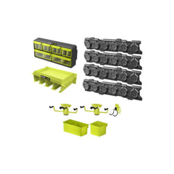 Ryobi - Pack Système link 4 rails muraux - Étagère - Organisateur - Crochet double - 2 Crochets simple - Bac simple et double