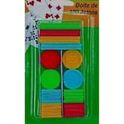 Lot de 10 boîtes de 100 jetons pour jeu de belote coinche - CMP - 10 points - 50 points - 100 points