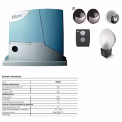 Kit de motorisation de portails coulissants - NICE - RB400KCE - 400 kg max - Compatible Solemyo - 230 V