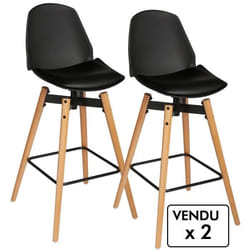 Lot de 2 chaises de bar - Style scandinave - Coloris NOIR - ATMOSPHERA