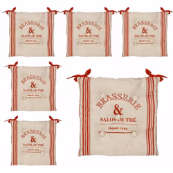 Lot de 6 Galettes de chaise en Coton Beige et Rouge 40 x 40 cm - Atmosphera (-) Dimensions : 40 x 40 x Ep 7 cm - Matière du t ...