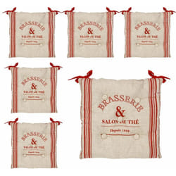 Lot de 6 Galettes de chaise en Coton Beige et Rouge 40 x 40 cm Atmosphera