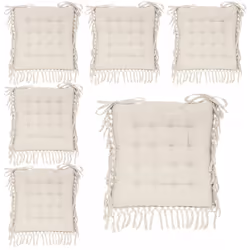 Lot de 6 Galettes de chaise en Coton Ivoire avec franges macramé 40 x 40 cm - Atmosphera (-) Dimensions : 40 x 40 x Ep 5 cm - ...