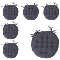 Lot de 6 Galettes de chaise en Coton Gris foncé d 38 cm Atmosphera