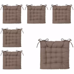 Lot de 6 Galettes de chaise en Coton Taupe 38 x 38 cm - Atmosphera (-) Dimensions : 38 x 38 x Ep 4.5 cm - Matière du tissu : ...