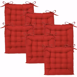 Lot de 6 Galettes de chaise en Coton Rouge 38 x 38 cm - Atmosphera (-) Dimensions : 38 x 38 x Ep 4.5 cm - Matière du tissu :  ...