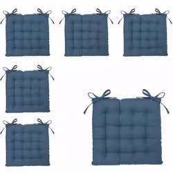 Lot de 6 Galettes de chaise en Coton Bleu canard 38 x 38 cm - Atmosphera (-) Dimensions : 38 x 38 x Ep 4.5 cm - Matière du ti ...