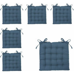 Lot de 6 Galettes de chaise en Coton Bleu canard 38 x 38 cm Atmosphera