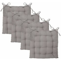 Atmosphera - Lot de 4 Galettes de chaise en Coton Gris 38 x 38 cm