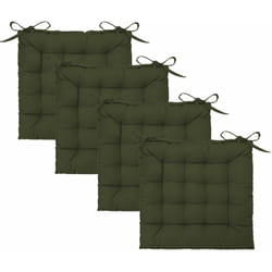 Atmosphera - Lot de 4 Galettes de chaise en Coton Vert kaki 38 x 38 cm