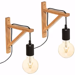 Lot de 2 Appliques murales en Bois H 22,5 cm - Atmosphera (-) Dimensions : L. 19 x P. 3 x H. 22,5 cm - Longueur câble : 150 c ...