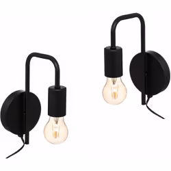 Lot de 2 Appliques murales en métal Noir H 25 cm - Atmosphera (-) Dimensions : L. 17,5 x P. 12 x H. 25 cm - Longueur câble :  ...