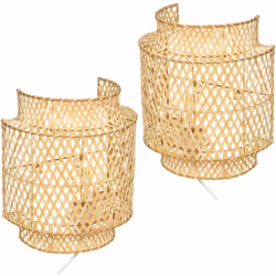 Lot de 2 Appliques murales en Bambou naturel H 28 cm - Atmosphera (-) Dimensions : L. 23 x P. 15 x H. 28 cm - Longueur câble  ...
