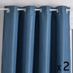 Lot de 2 Rideaux à œillets Occultant Jacquard Bleu Canard 140 x 260 cm - Atmosphera (-) Dimensions : L. 140 x H. 260 cm - Mat ...