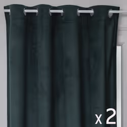 Lot de 2 Rideaux à œillets Occultant en Velours Vert cèdre motif en relief 140 x 260 cm - Atmosphera (-) Dimensions : L. 140 ...