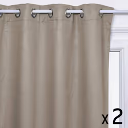 Lot de 2 Rideaux à œillets Occultant Beige Lin Feuille en relief 140 x 260 cm - Atmosphera (-) Dimensions : L. 140 x H. 260 c ...
