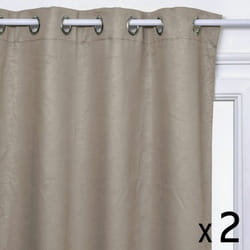 Atmosphera - Lot de 2 Rideaux à œillets Occultant Beige Lin Feuille en relief 140 x 260 cm