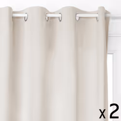 Lot de 2 Rideaux à œillets Occultant en Velours Ivoire 140 x 260 cm - Atmosphera (-) Dimensions : L. 140 x H. 260 cm - Matièr ...