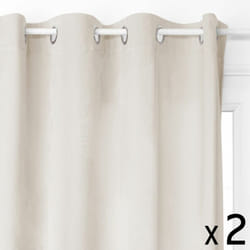 Atmosphera - Lot de 2 Rideaux à œillets Occultant en Velours Ivoire 140 x 260 cm