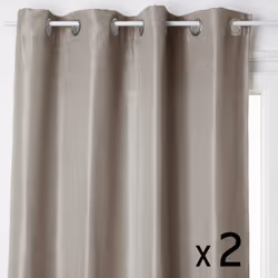 Lot de 2 Rideaux à œillets Occultant Beige Lin 140 x 260 cm - Atmosphera (-) Dimensions : L. 140 x H. 260 cm - Matière du tis ...