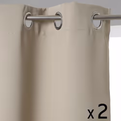 Lot de 2 Rideaux à œillets Occultant Beige Lin 140 x 260 cm - Atmosphera (-) Dimensions : L. 260 x l. 140 cm - Matière du tis ...