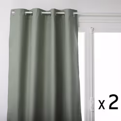 Lot de 2 Rideaux à œillets isolant et occultant Vert 140 x 260 cm - Atmosphera (-) Dimensions : L. 140 x H. 260 cm - Matière  ...