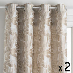 Lot de 2 Rideaux à œillets Jacquard Beige Lin 140 x 260 cm Atmosphera