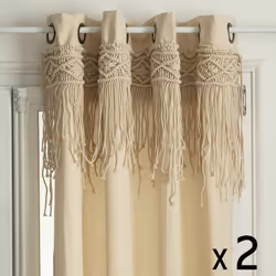 Lot de 2 Rideaux à œillets Macramé en Coton 140 x 260 cm - Atmosphera (-) Dimensions : L. 140 x H. 260 cm - Matière du tissu  ...