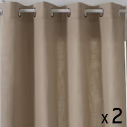 Lot de 2 Rideaux à œillets Tissu Beige Lin 140 x 260 cm - Atmosphera (-) Dimensions : L. 140 x H. 260 cm - Matière : 100% Pol ...