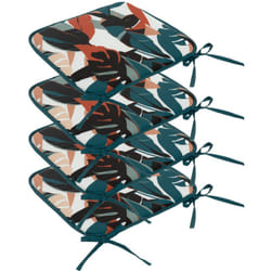 Atmosphera - Lot de 4 Galettes de chaise Bleu canard & Terracotta 38 x 38 cm extérieur ou intérieur