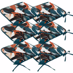 Lot de 6 Galettes de chaise Bleu canard & Terracotta 38 x 38 cm extérieur ou intérieur - Atmosphera (-) Dimensions : 38 x 38 ...