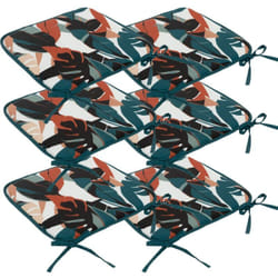 Lot de 6 Galettes de chaise Bleu canard & Terracotta 38 x 38 cm extérieur ou intérieur Atmosphera