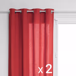 Lot de 2 Rideaux à œillet en Coton Rouge 135 x 240 cm - Atmosphera (-) Dimensions : L. 135 x H. 240 cm - Matière du tissu : C ...