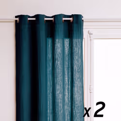 Lot de 2 Rideaux à œillet en Coton Bleu 130 x 260 cm - Atmosphera (-) Dimensions : L. 130 x H. 260 cm - Matière du tissu : 10 ...