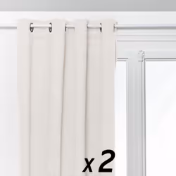 Lot de 2 Rideaux à œillet Occultant et Isolant effet bouclette Blanc Ivoire 140 x 260 cm - Atmosphera (-) Dimensions : L. 140 ...